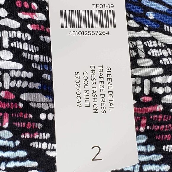 Chicos Shift Dress Women's Size 2 US L 12/14 Geometric LS Stretch Knit - Picture 10 of 11